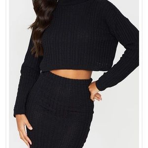 Black Cable Knit Sweater Set